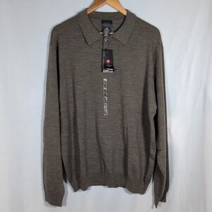 Mercer Street Studio Merino Wool Sweater Mens Large Brown Long Sleeve Preppy